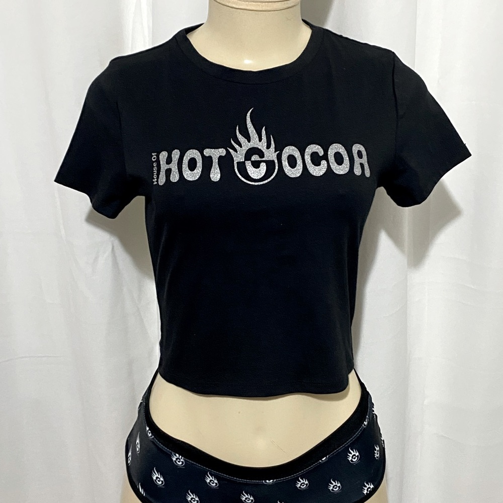 LOGO Tshirt (MID BELLY) @HouseOfHotCocoa -Silver Metallic Writing